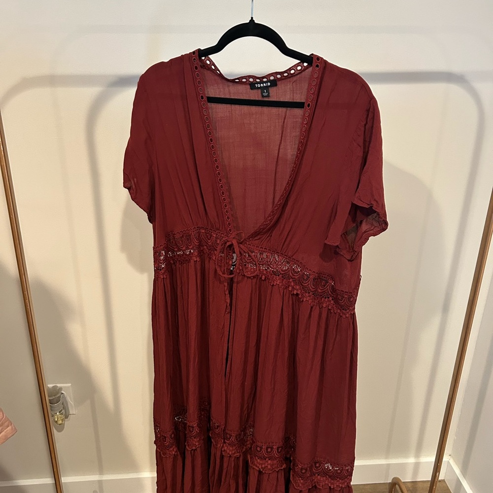 Flowy Duster Kimono with Lace Detail